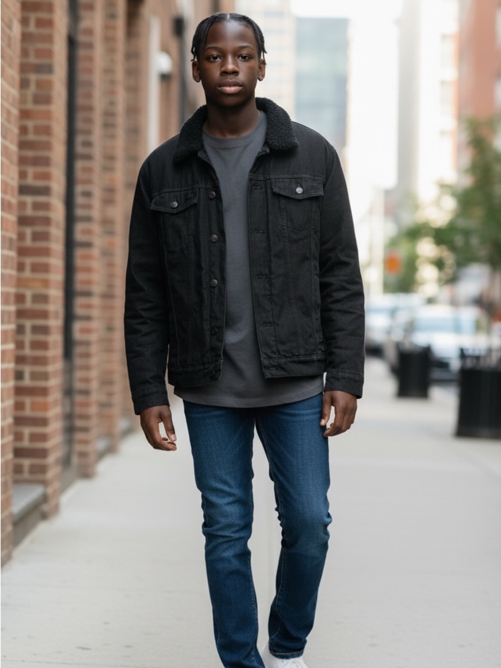 Primark Black Denim Jacket with Sherpa Lining